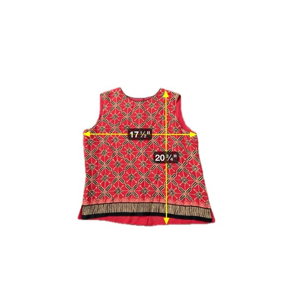 Dana Buchman Petite Silk Sleeveless Red Black Patterned Top Size 4 - Picture 7 of 10